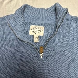 Light blue, pullover quarter zip sweater